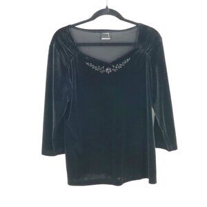 Vintage Studio Embellished Velvet Top Womens‎ L Y2K Witchy Whimsigoth Grannycore